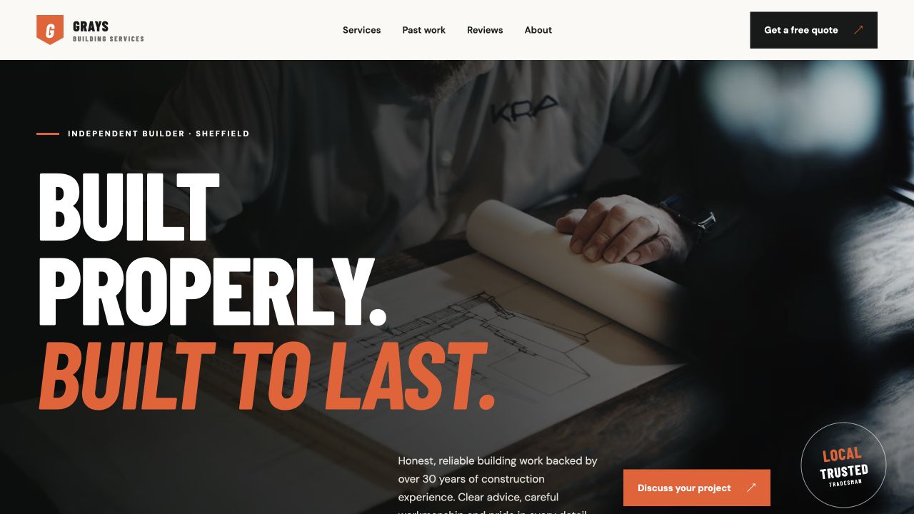 Homepage created for Grays Building Services